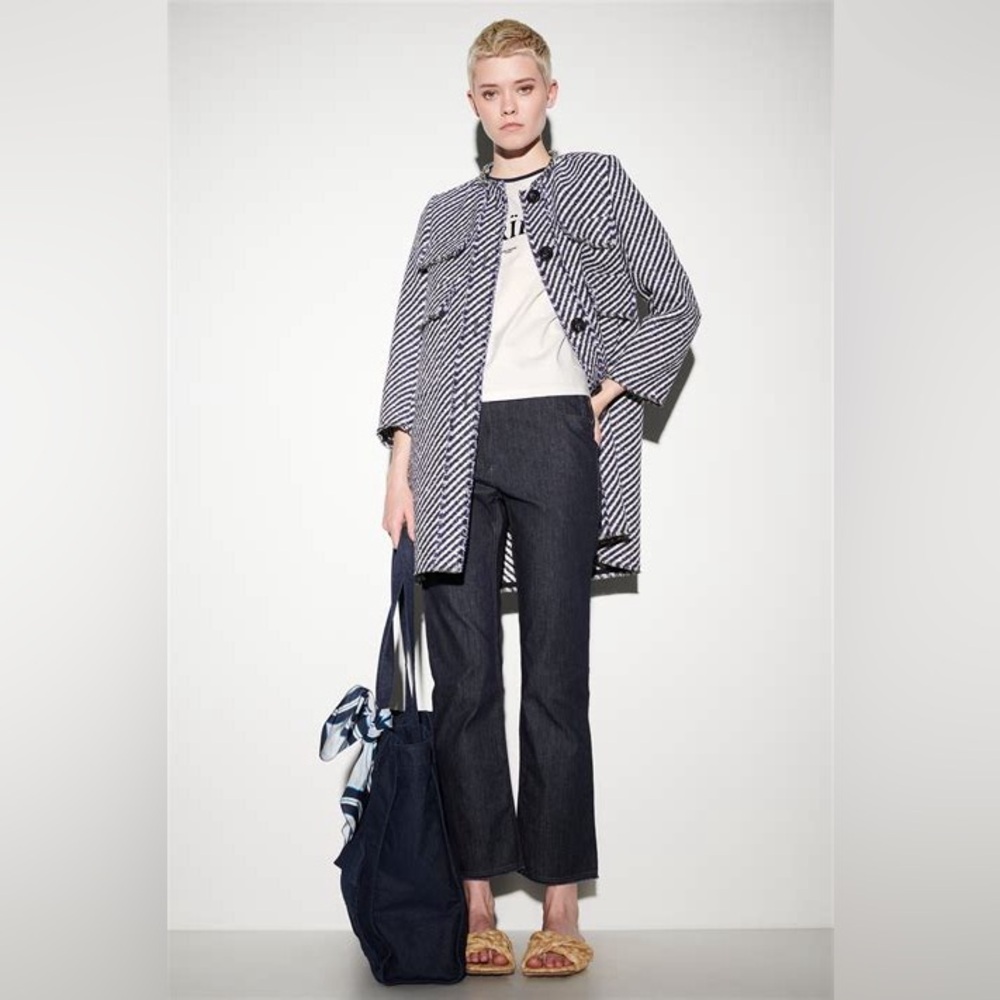 LUISA CERANO indigo raw denim with frayed hem